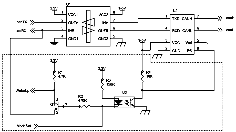 CAN bus wake-up circuit