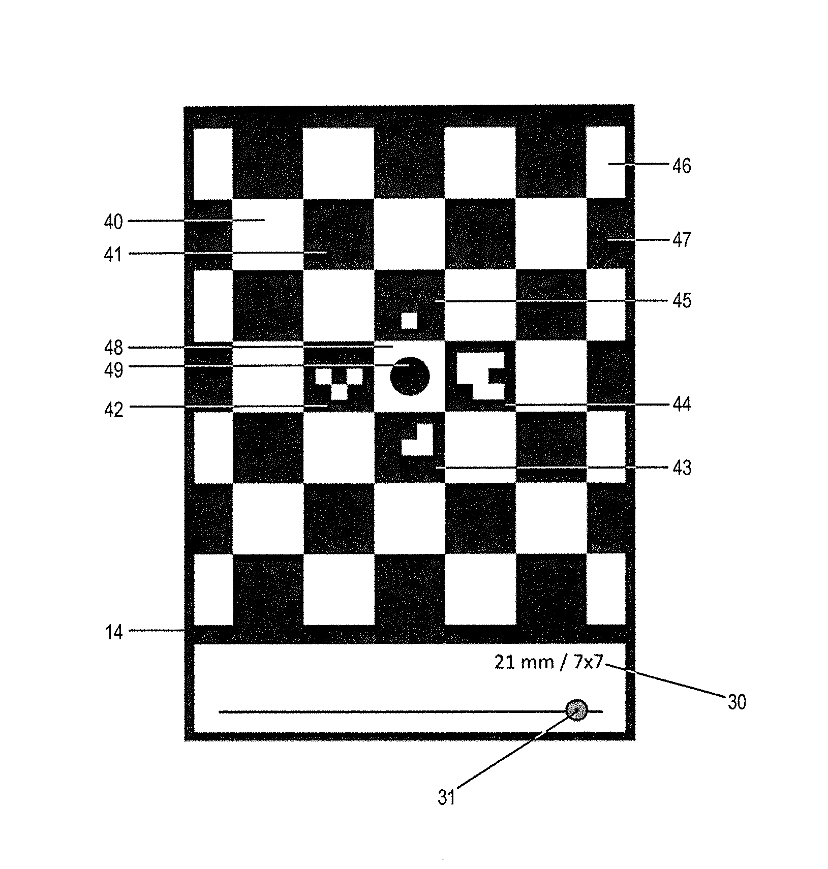 Method to calibrate an optical array, method to display a periodic calibration pattern and a computer program product