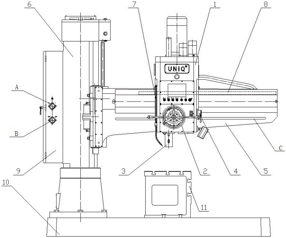 Numerical display type radial drilling machine