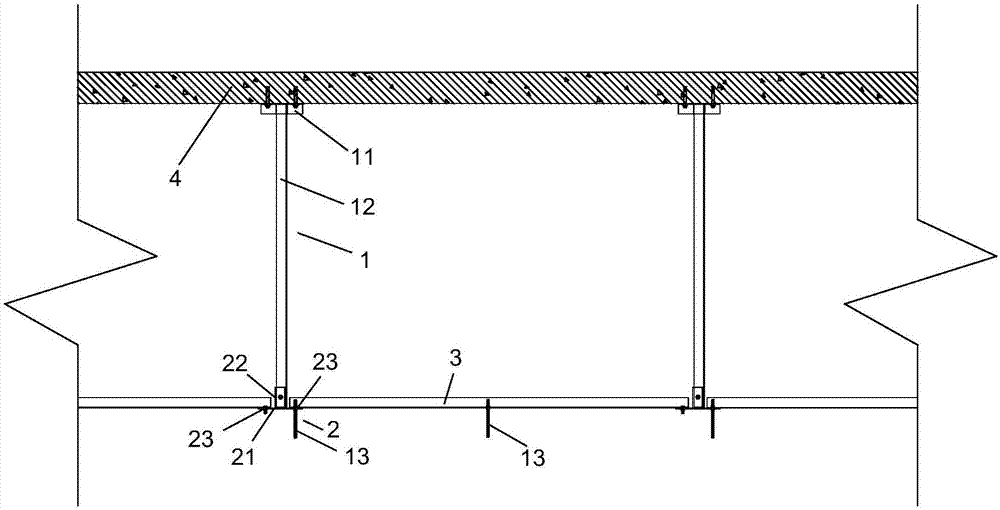 Ceiling reverse supporting system structure with suspenders