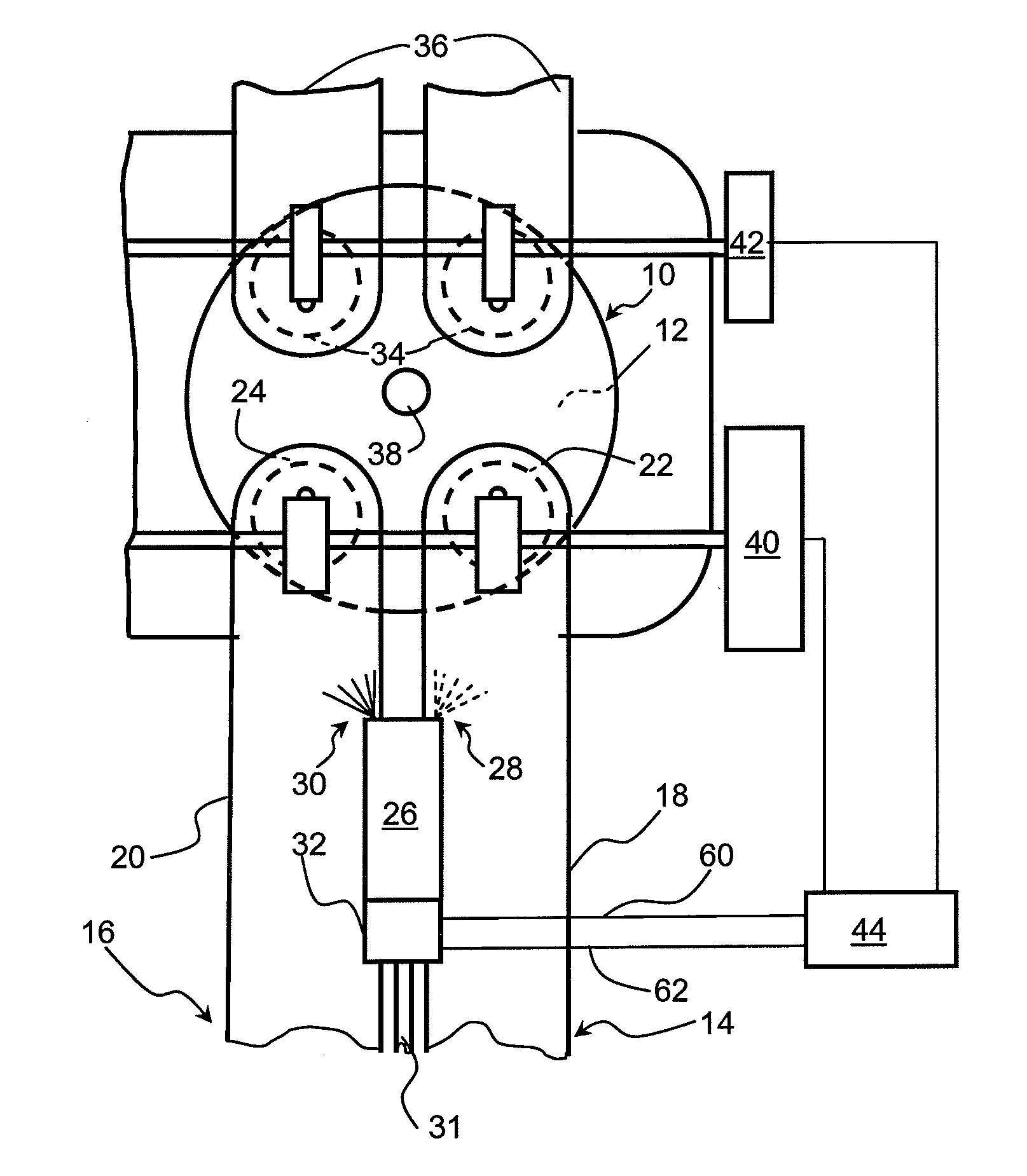 Internal-combustion and burnt gas scavenging supercharged engine with at least two intake means