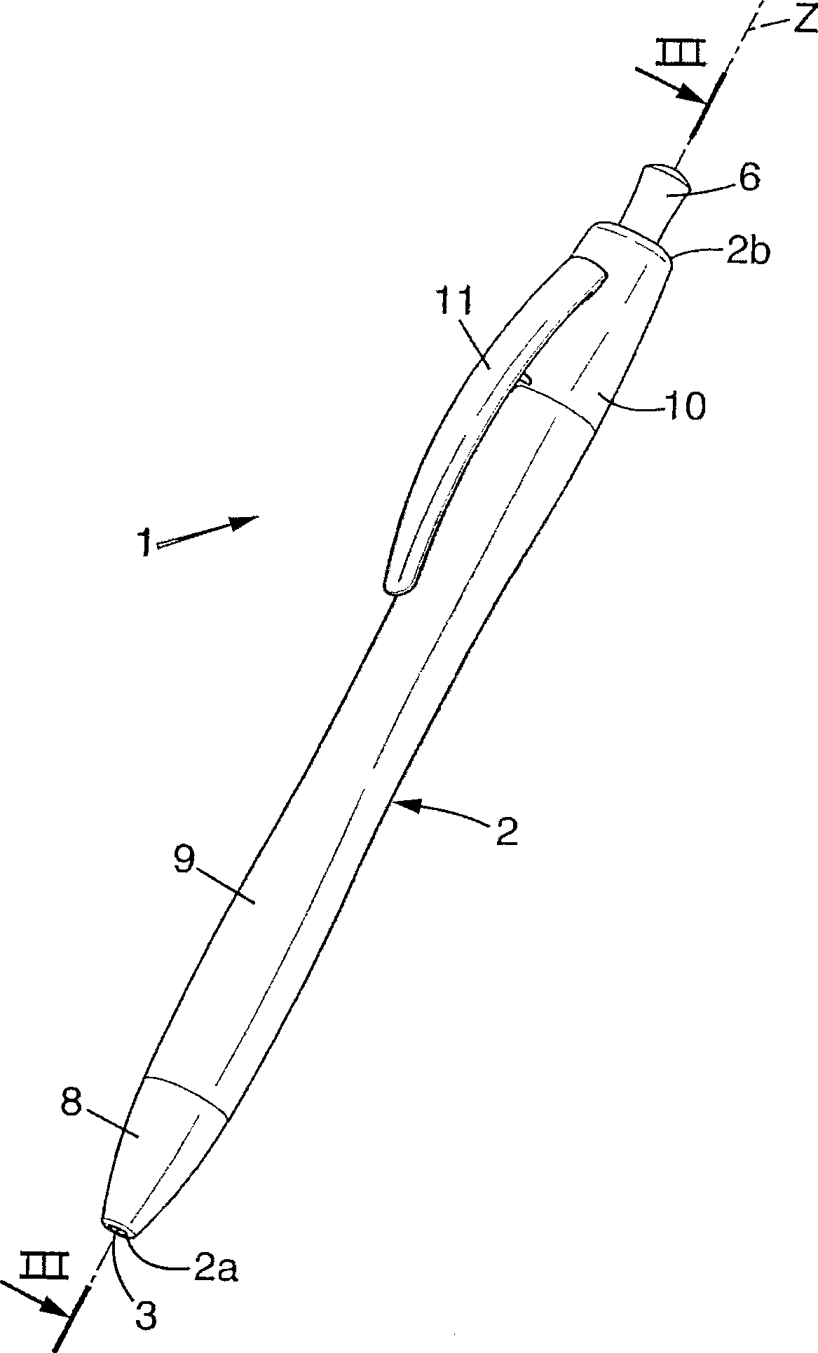 Writing instrument with cushioning device