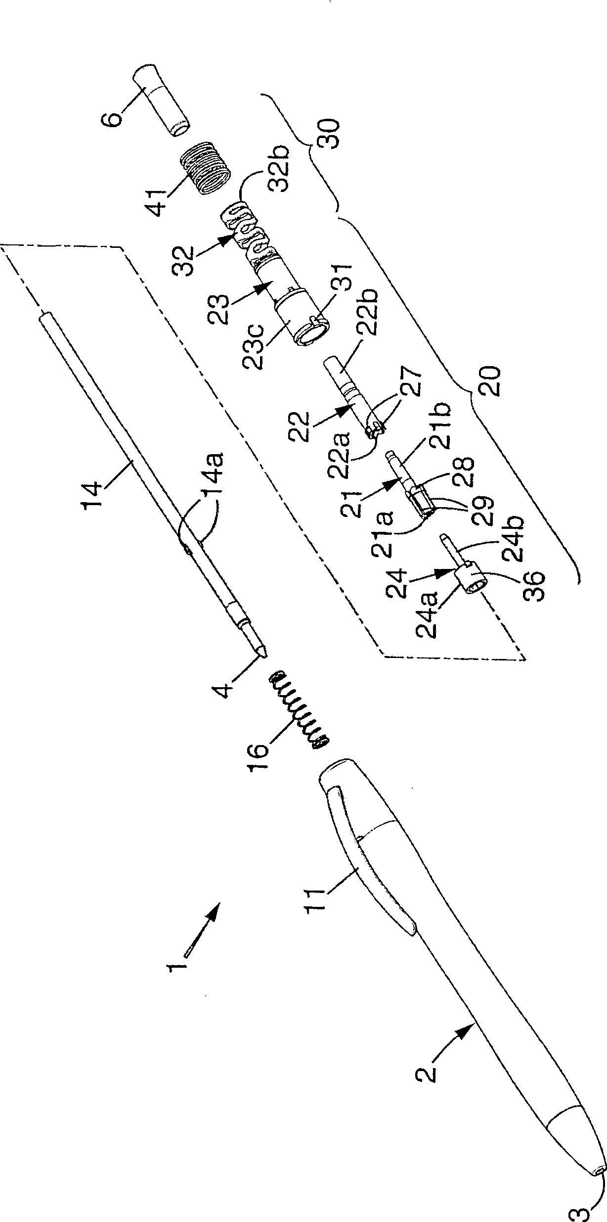 Writing instrument with cushioning device