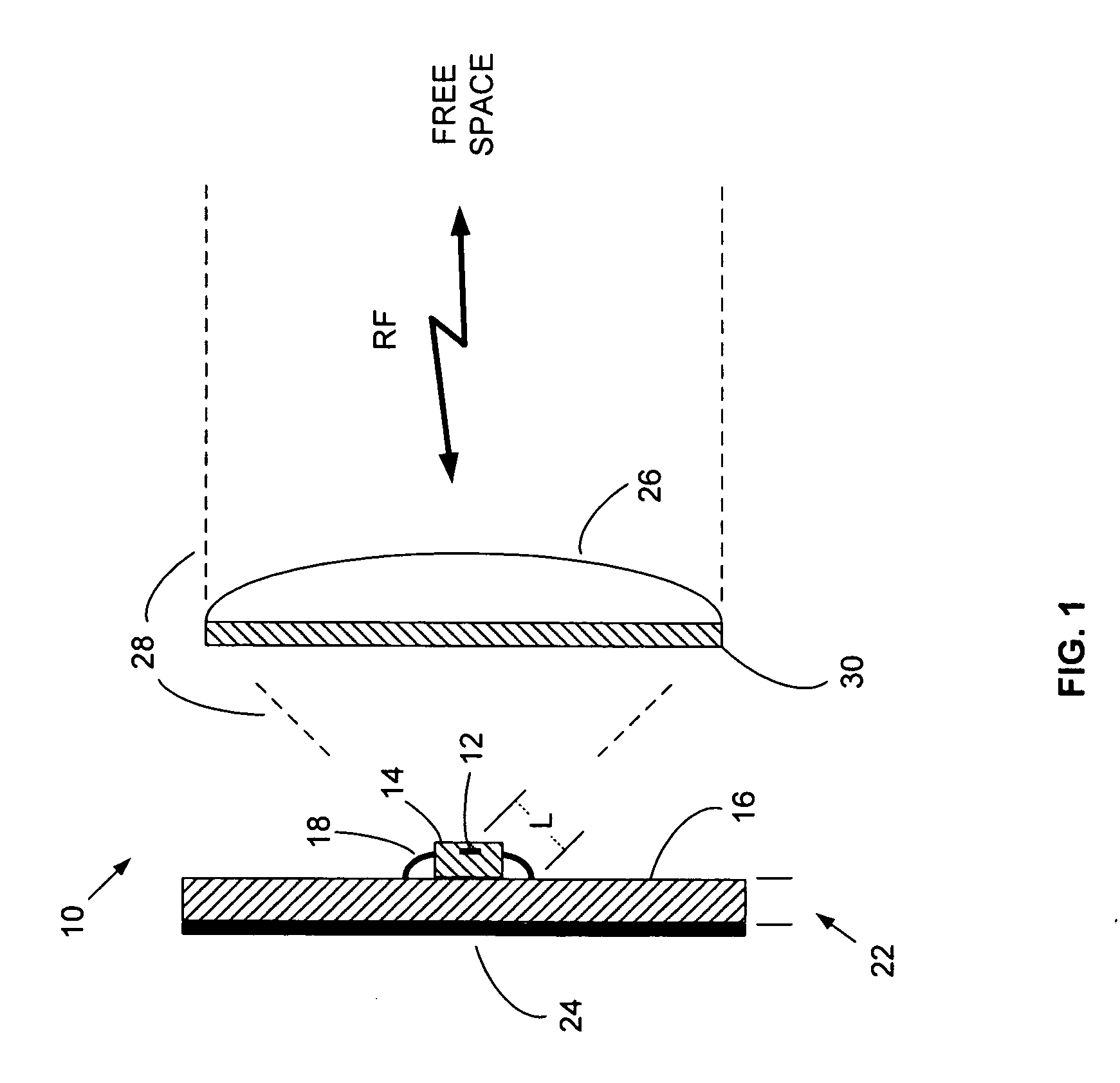 RF transceiver having a directly radiating transistor