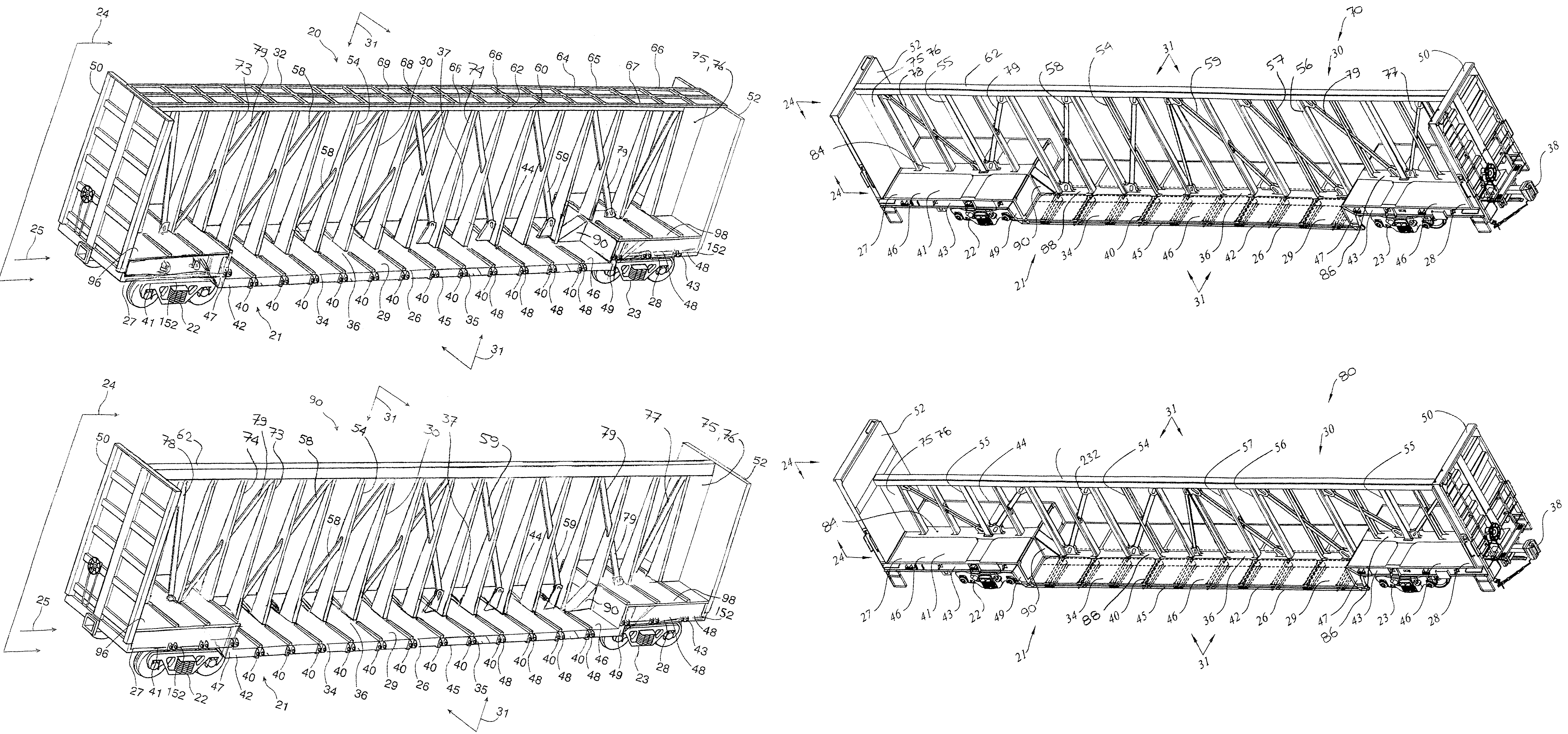 Dropped deck center beam rail road car with shallow center sill