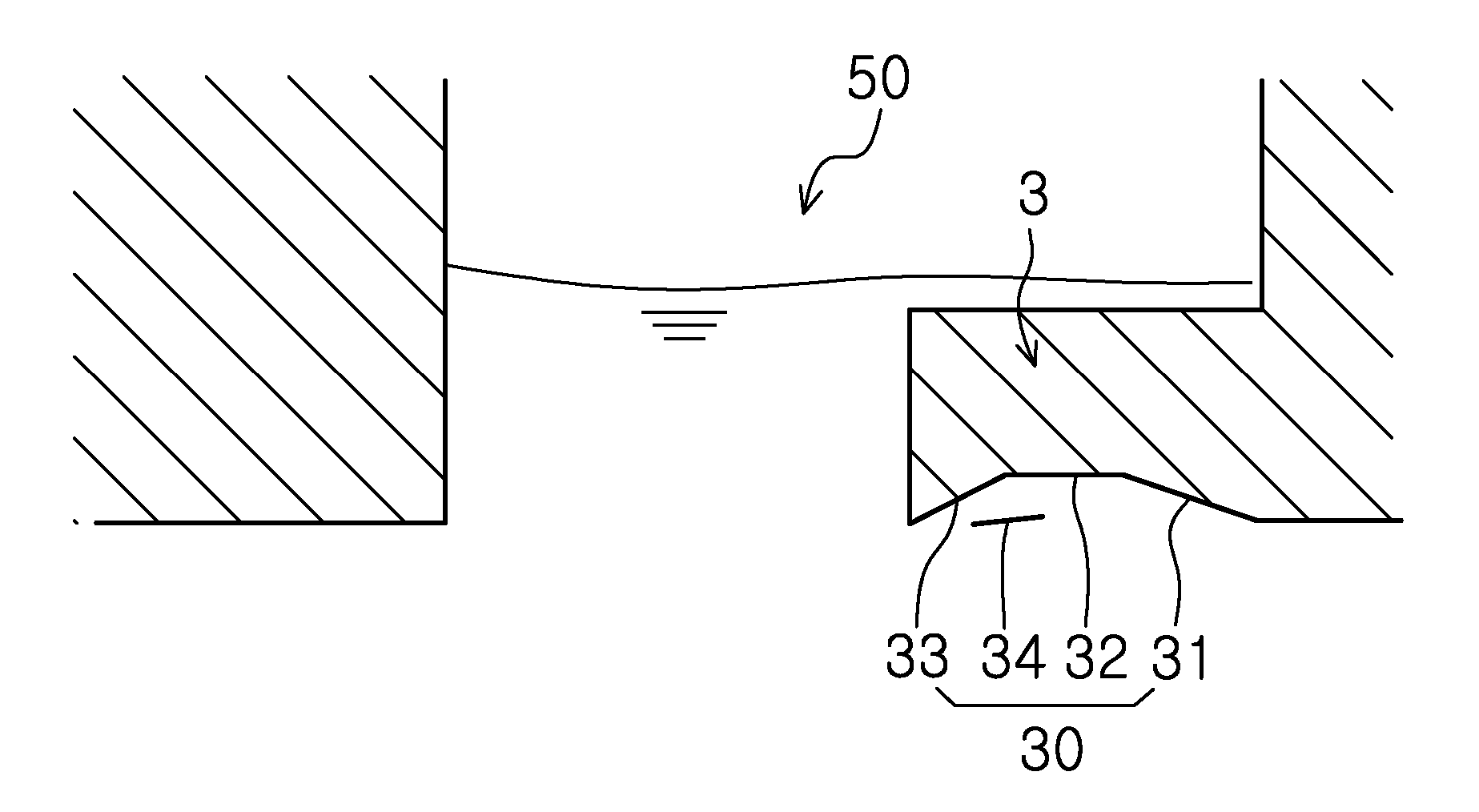 Drillship having vortex suppresion block with recessed flow stabilizing section in moon pool