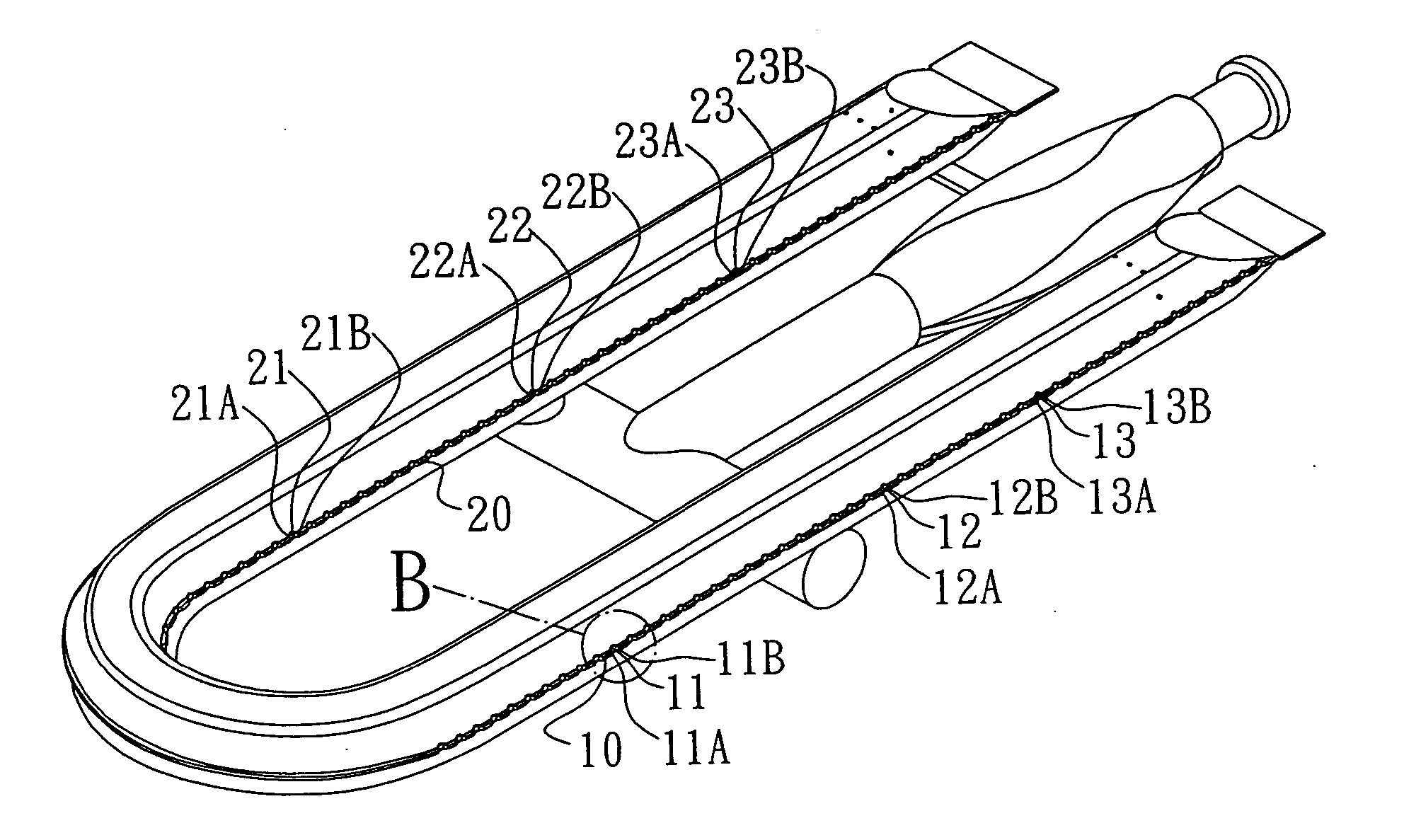 Tube burner flame hole construction