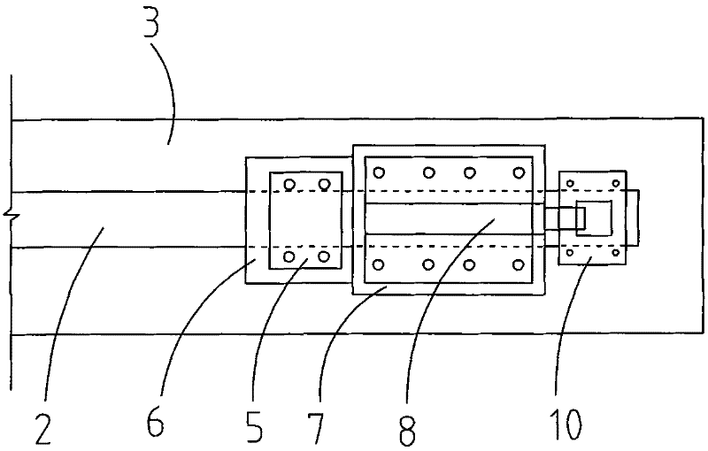 Device for reinforcing concrete beam slab by pretension carbon fiber plate and construction method