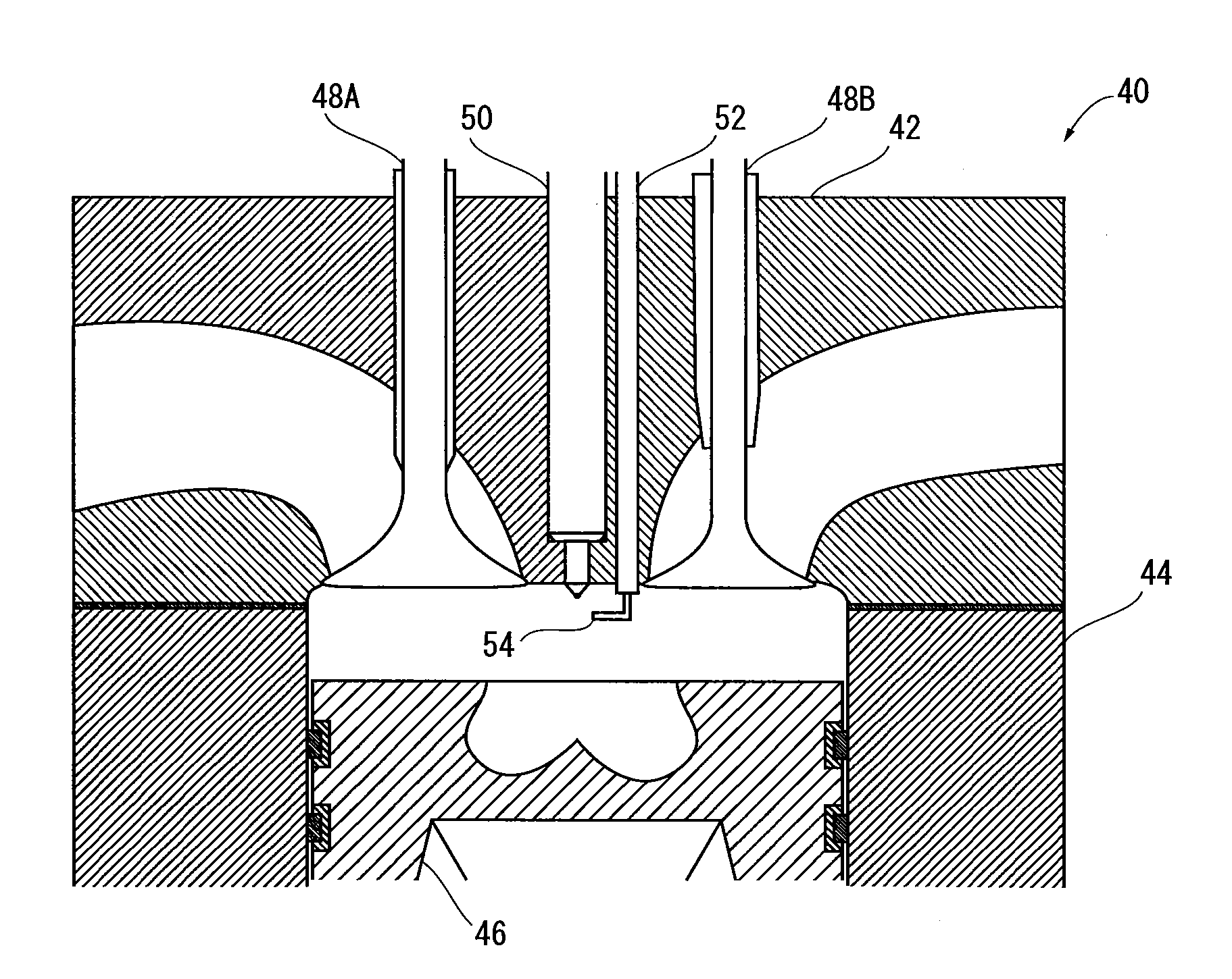 Compression ignition internal combustion engine, glow plug, and injector