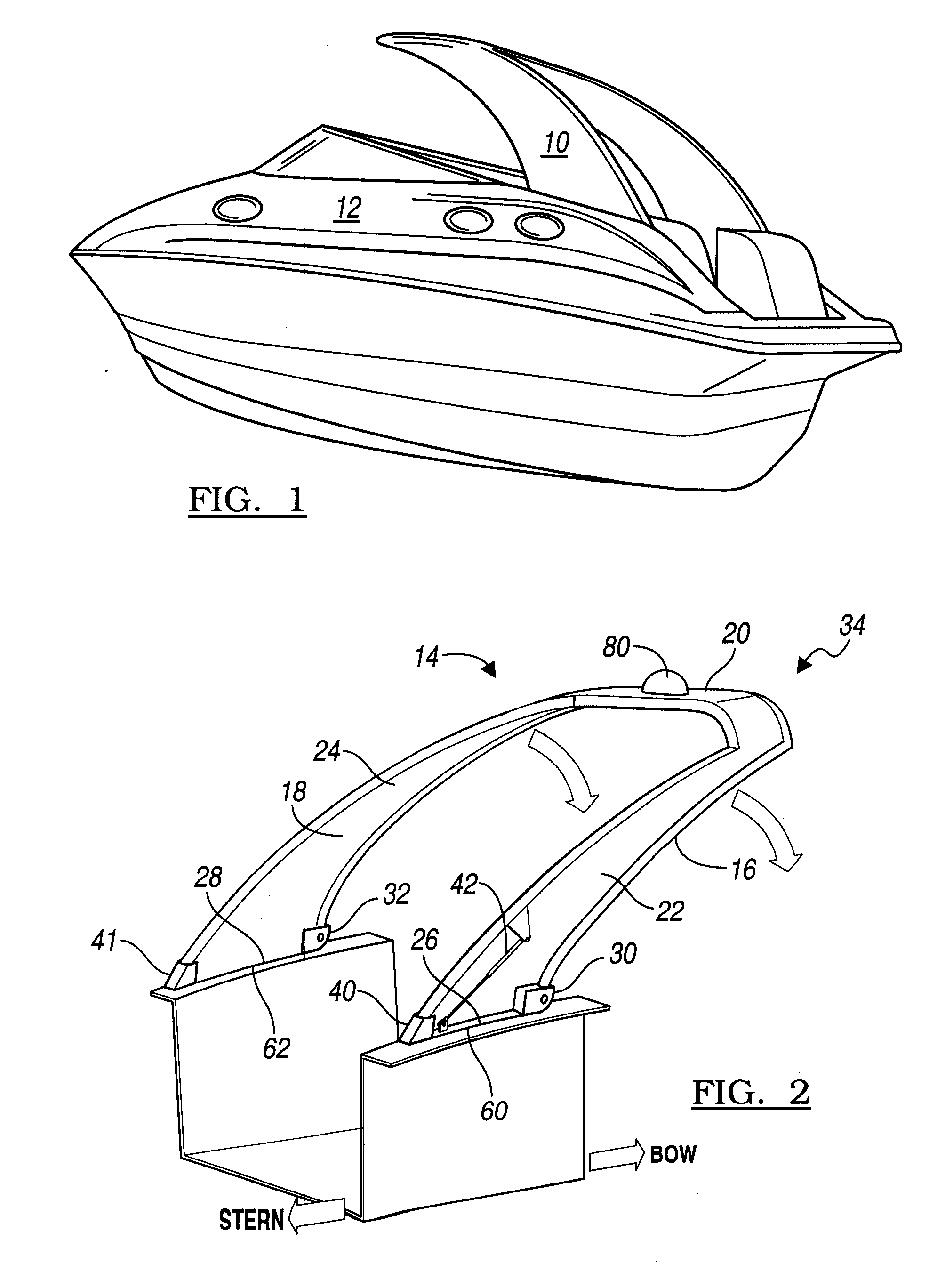 Hinged radar arch for marine vessels