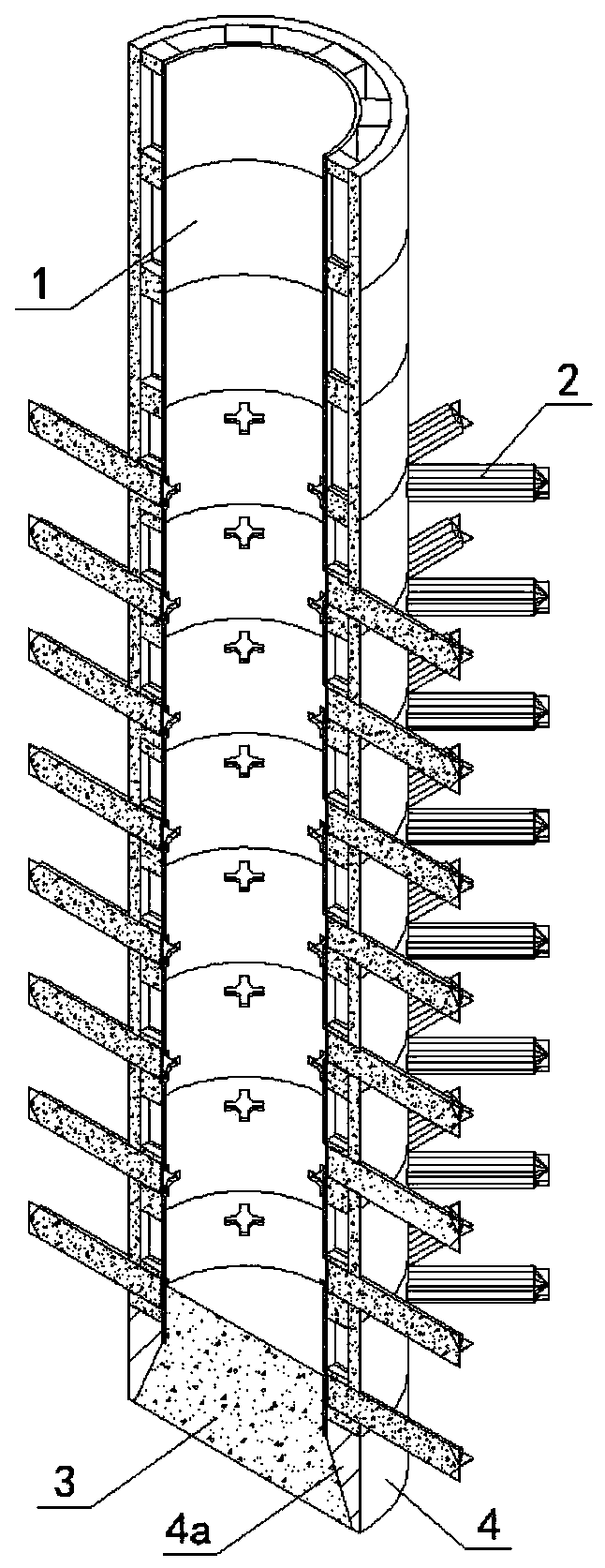 Two-wall hollow fabricated root-type open caisson foundation