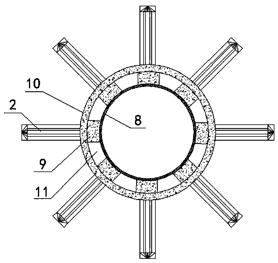 Two-wall hollow fabricated root-type open caisson foundation