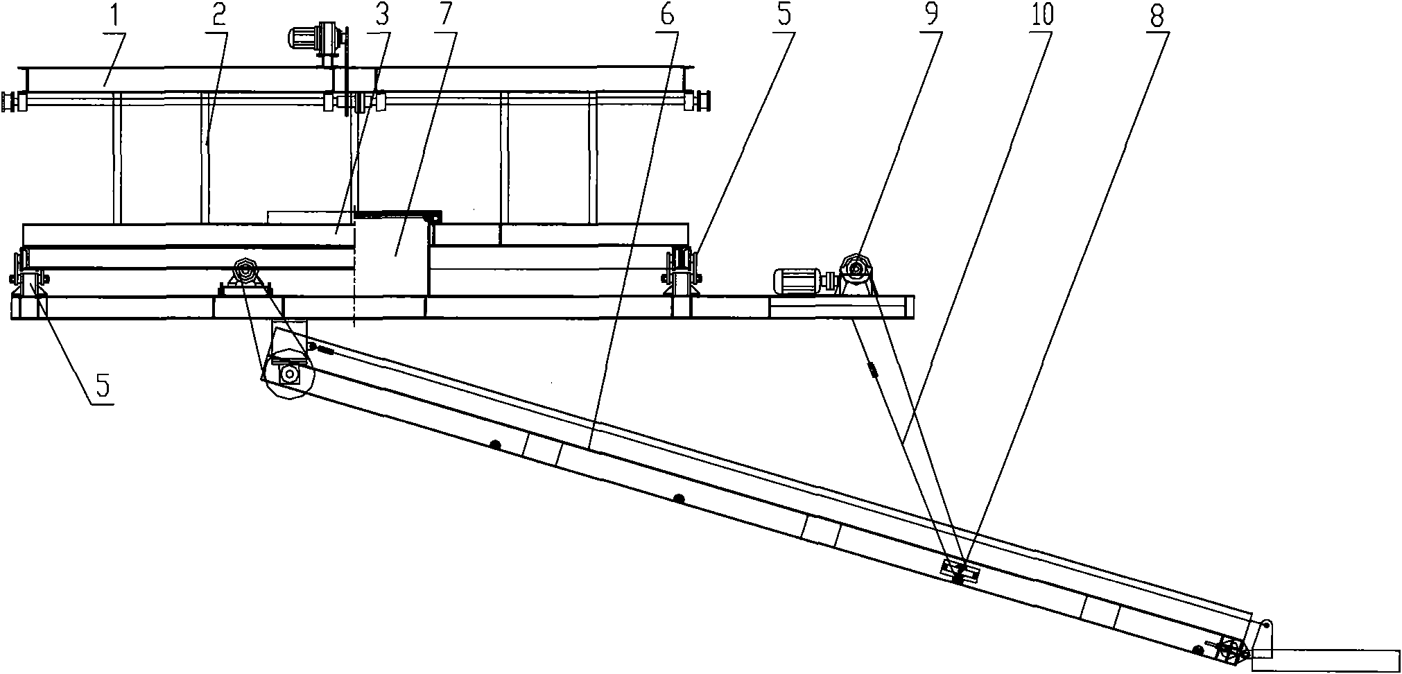 Bridge type rotary bag stacker