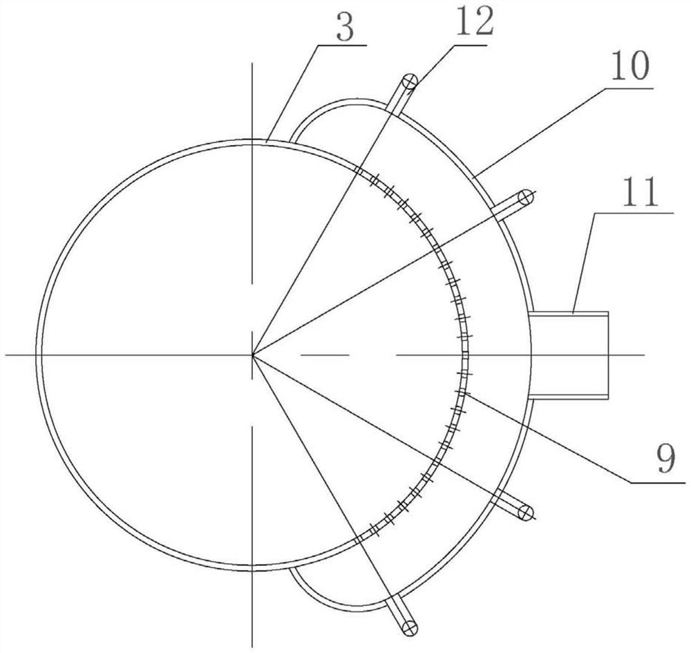 Shell pass exhaust and pollution discharge structure suitable for vertical shell-and-tube waste boiler heat exchanger