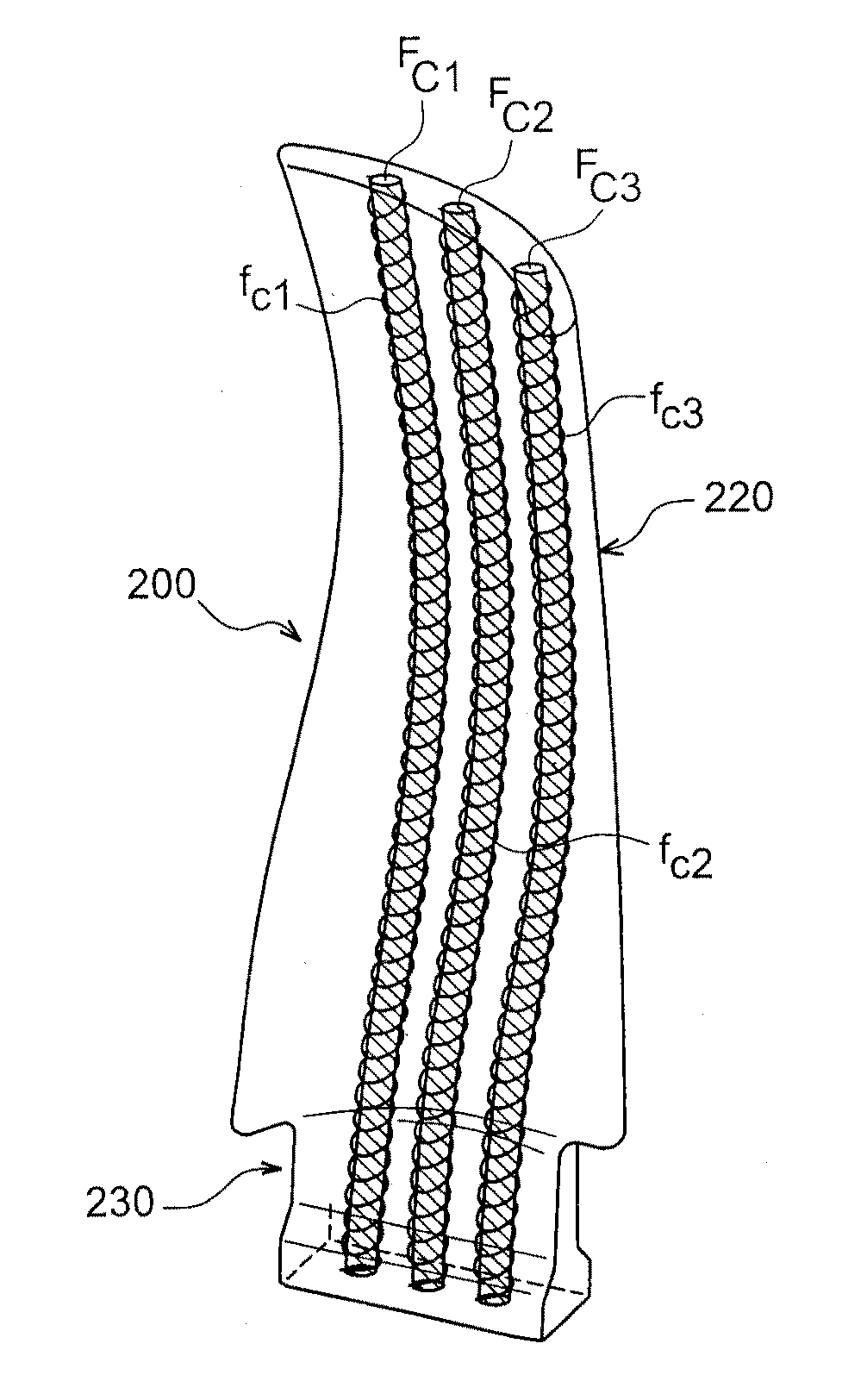 Method for manufacturing an oxide/oxide composite material turbomachine blade provided with internal channels