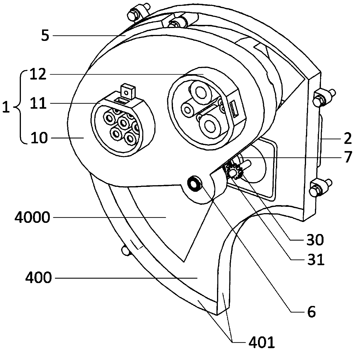 Convertible charging interface component and electric vehicle