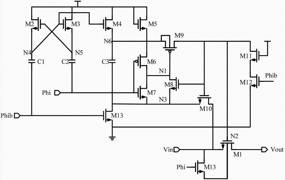 Grid voltage bootstrapped switch with low on-resistance and substrate bias effect elimination method thereof