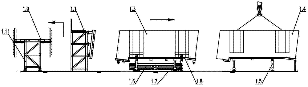 Mounting and constructing method for deepwater comb-shaped slide cross beam