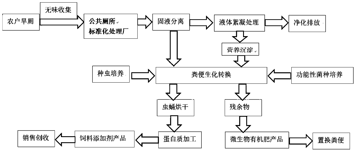 Ecological integrated treatment method for rural excrement recovery