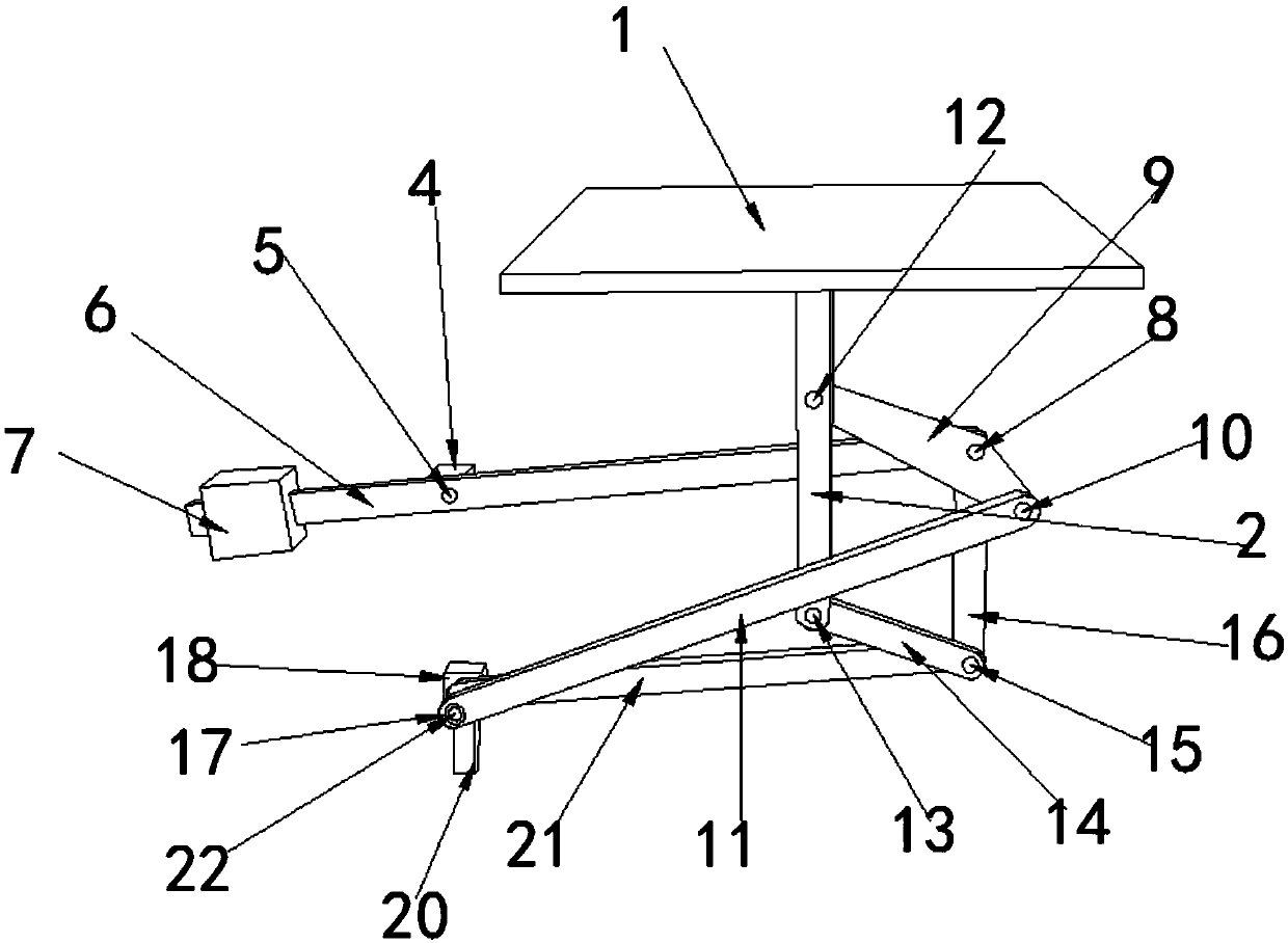 Hidden mechanical lifting table