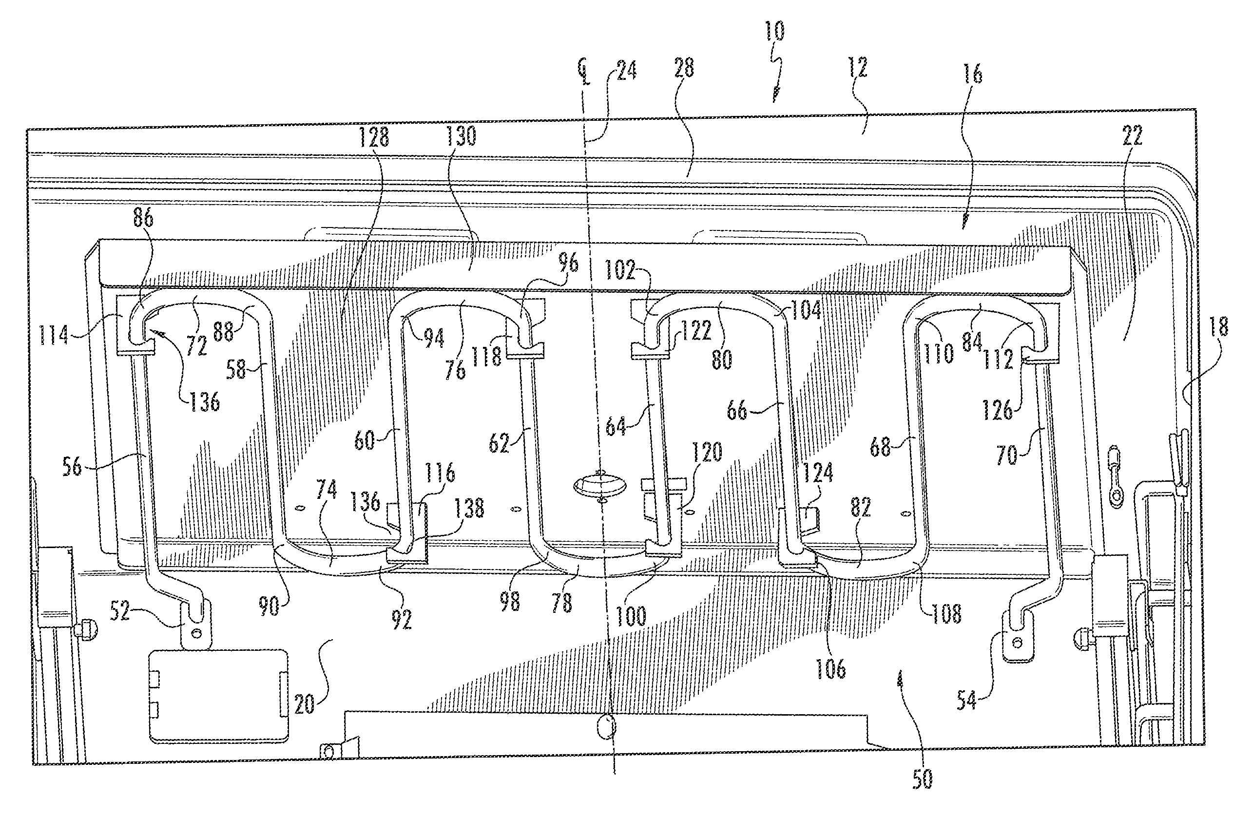 Home appliance with unitary broil element mount and reflector