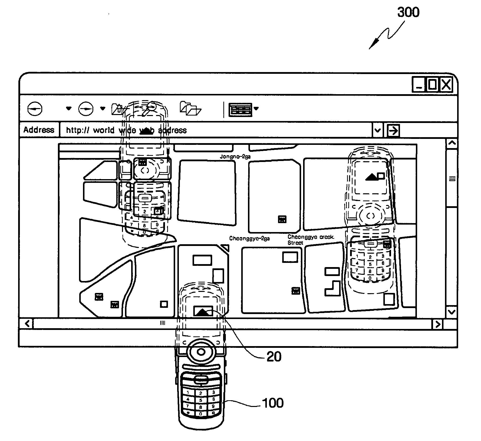 System for using mobile communication terminal as pointer and method and medium thereof