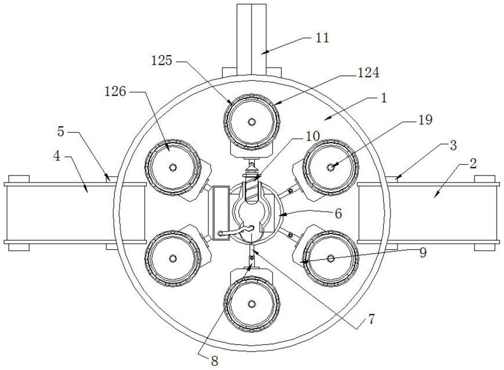 Multi-station spraying device of limiting structure for mobile phone shell machining tool