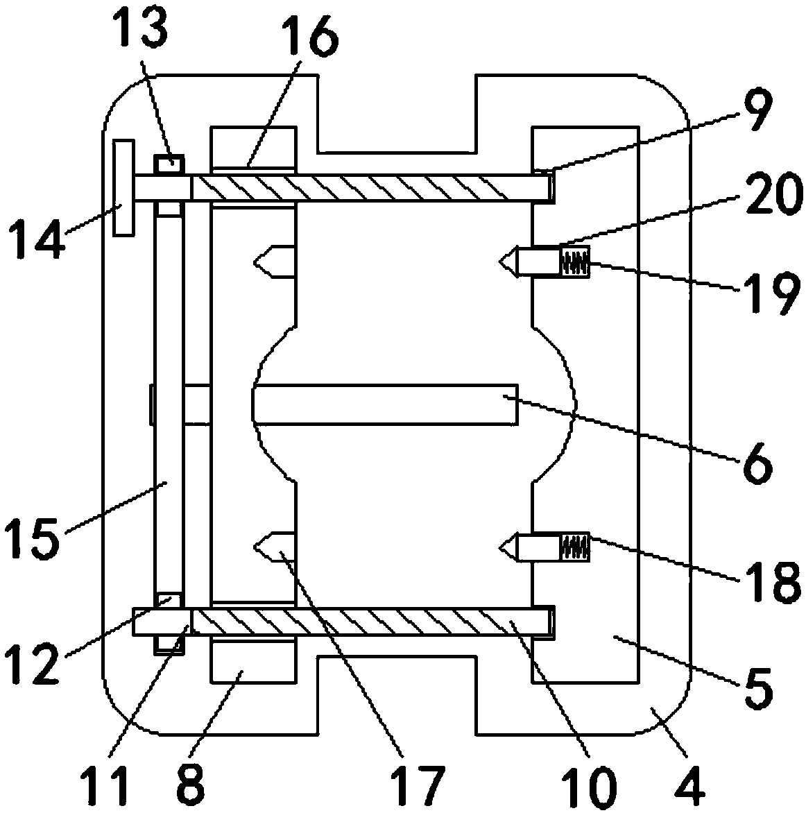 Machining device for door furniture axial central holes for civil defense