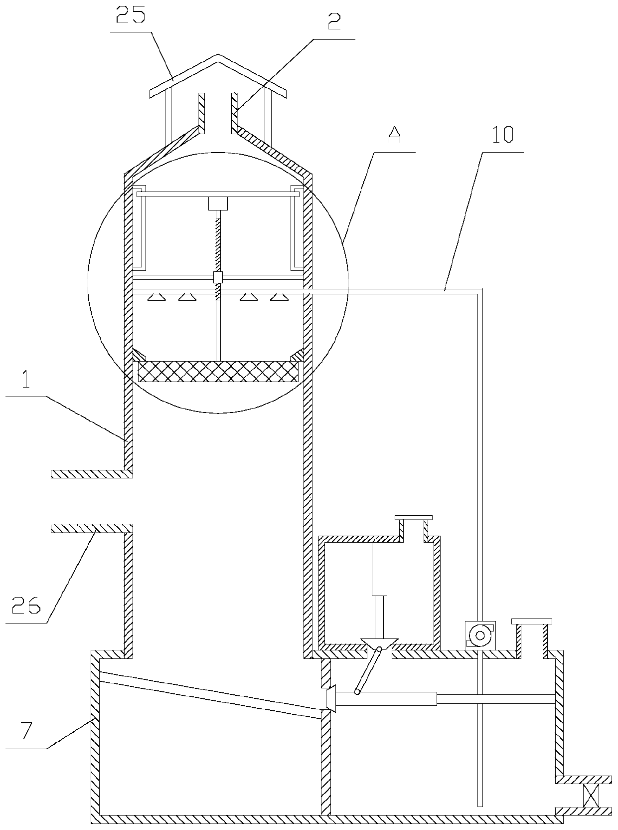 Acid mist purification tower used for waste gas treatment and convenient for energy conservation