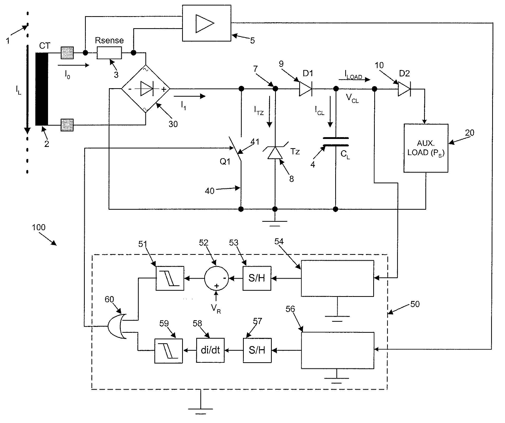 Device for powering electric or electronic devices operatively associated with a circuit breaker