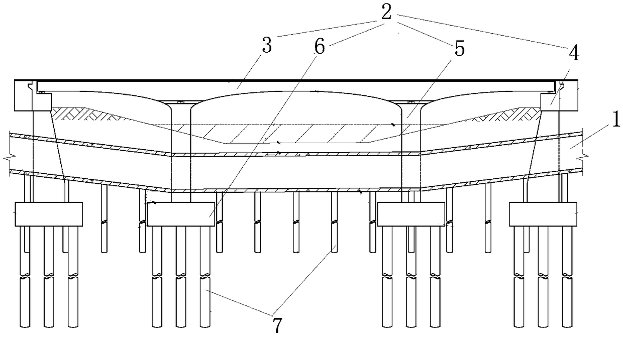 Underground tunnel pass-through bridge structure