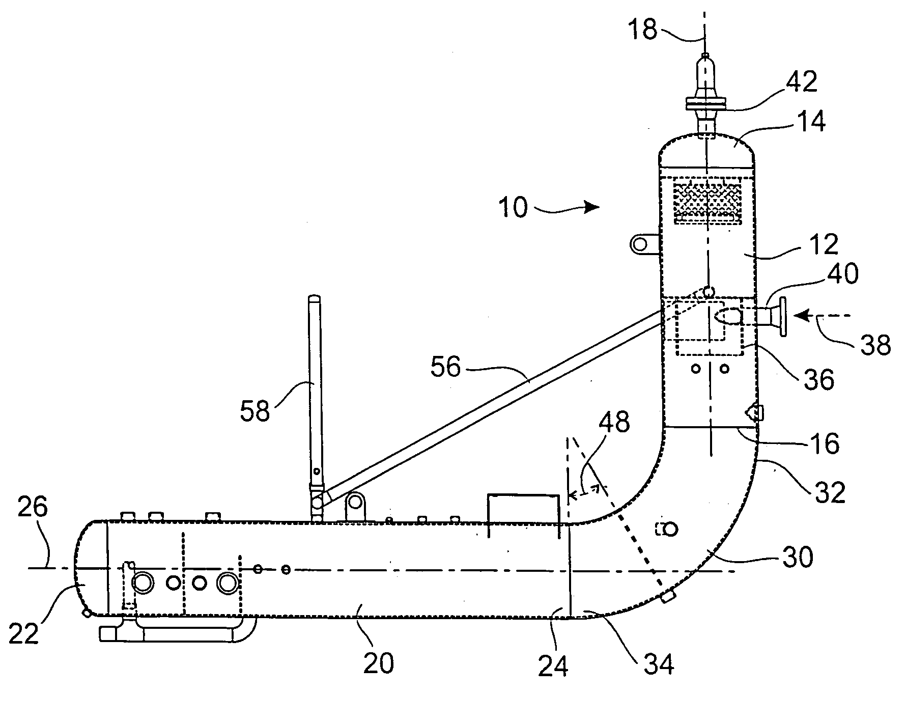 Integrated three phase separator