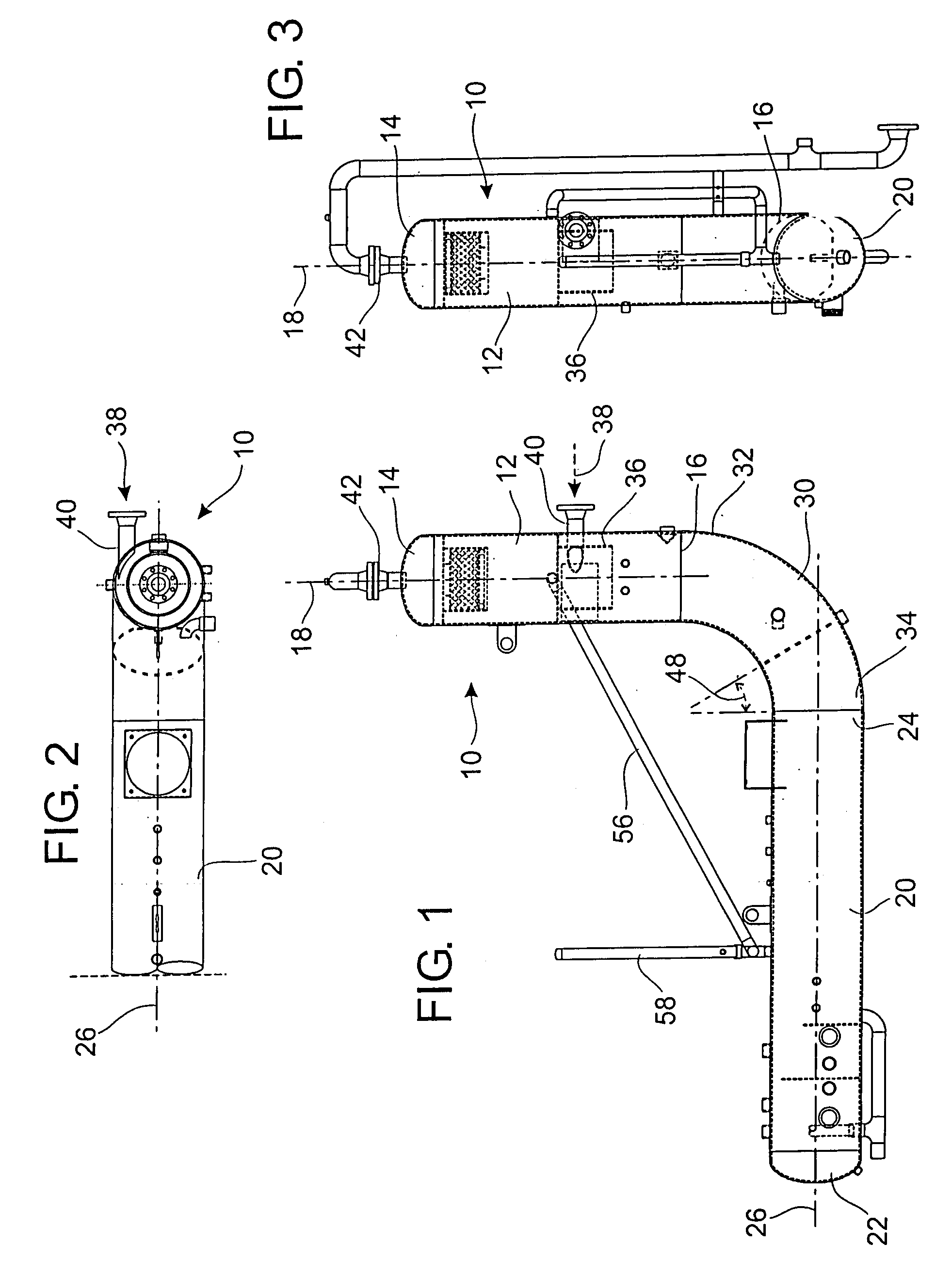 Integrated three phase separator