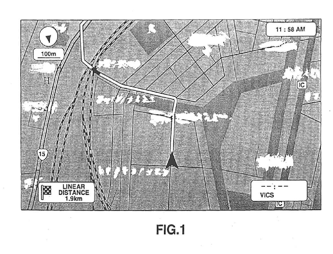 Navigation device, map displaying method and image display device