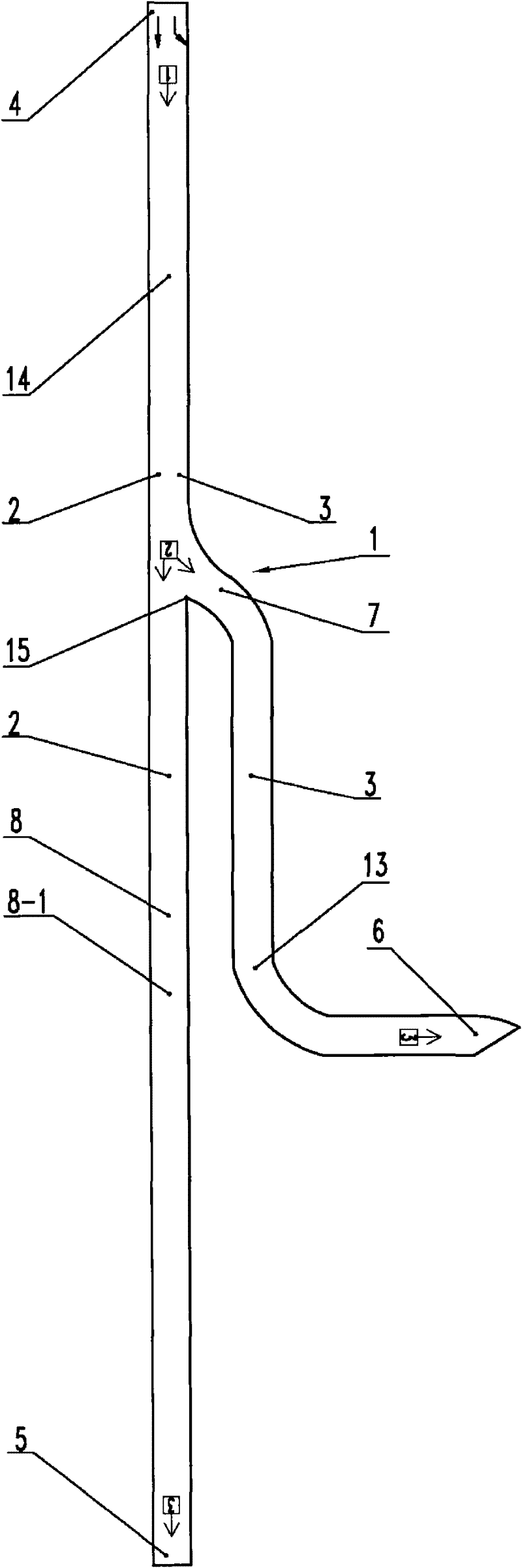 Completely single-layered combined bridge consisting of four independent right-handed bifurcate bridges in shape of Bu (Chinese character)