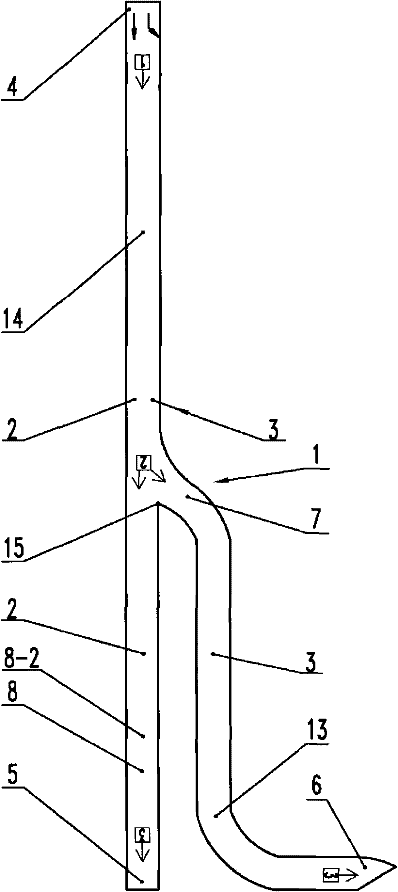 Completely single-layered combined bridge consisting of four independent right-handed bifurcate bridges in shape of Bu (Chinese character)