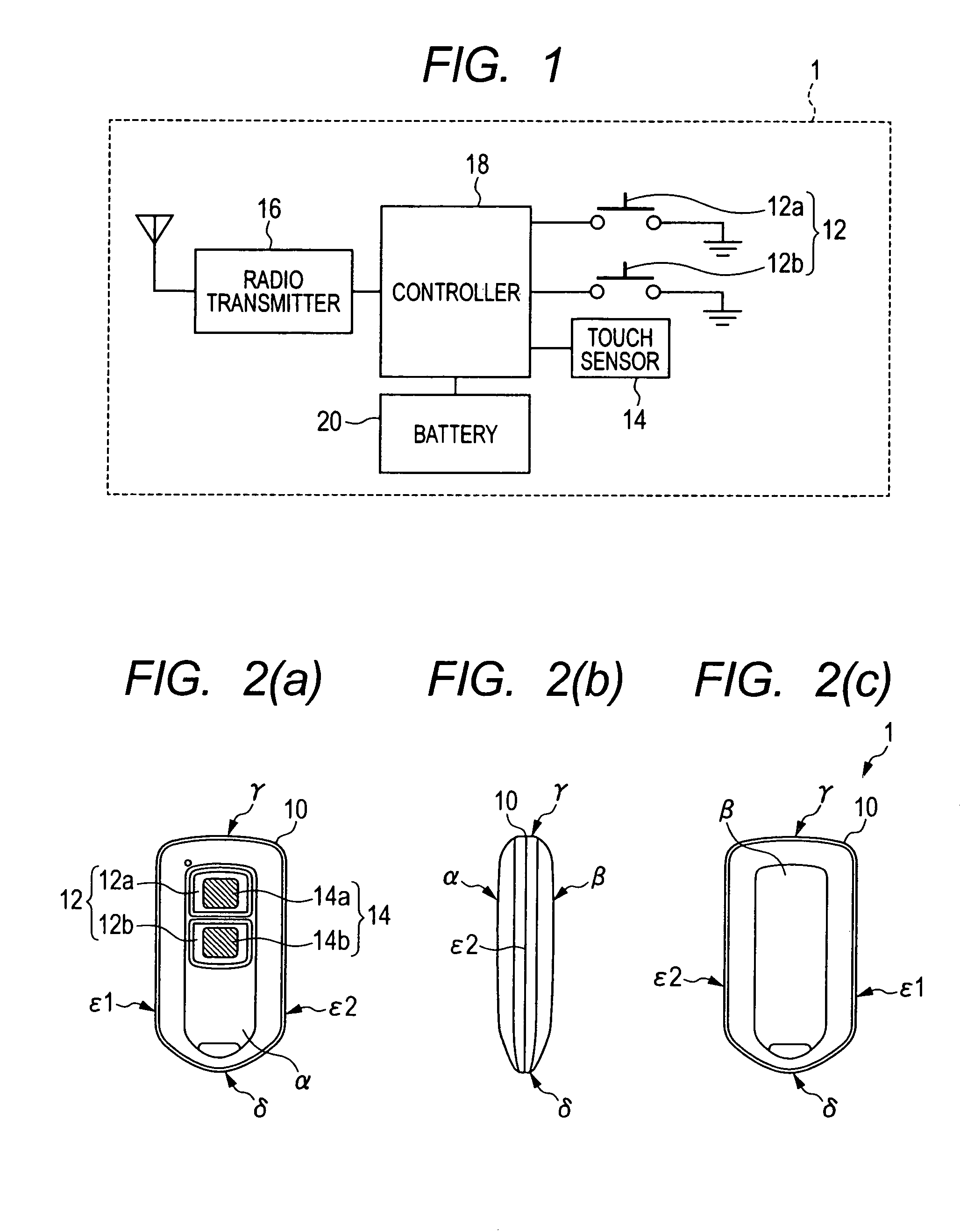 Portable transmitter with push switch and touch sensor