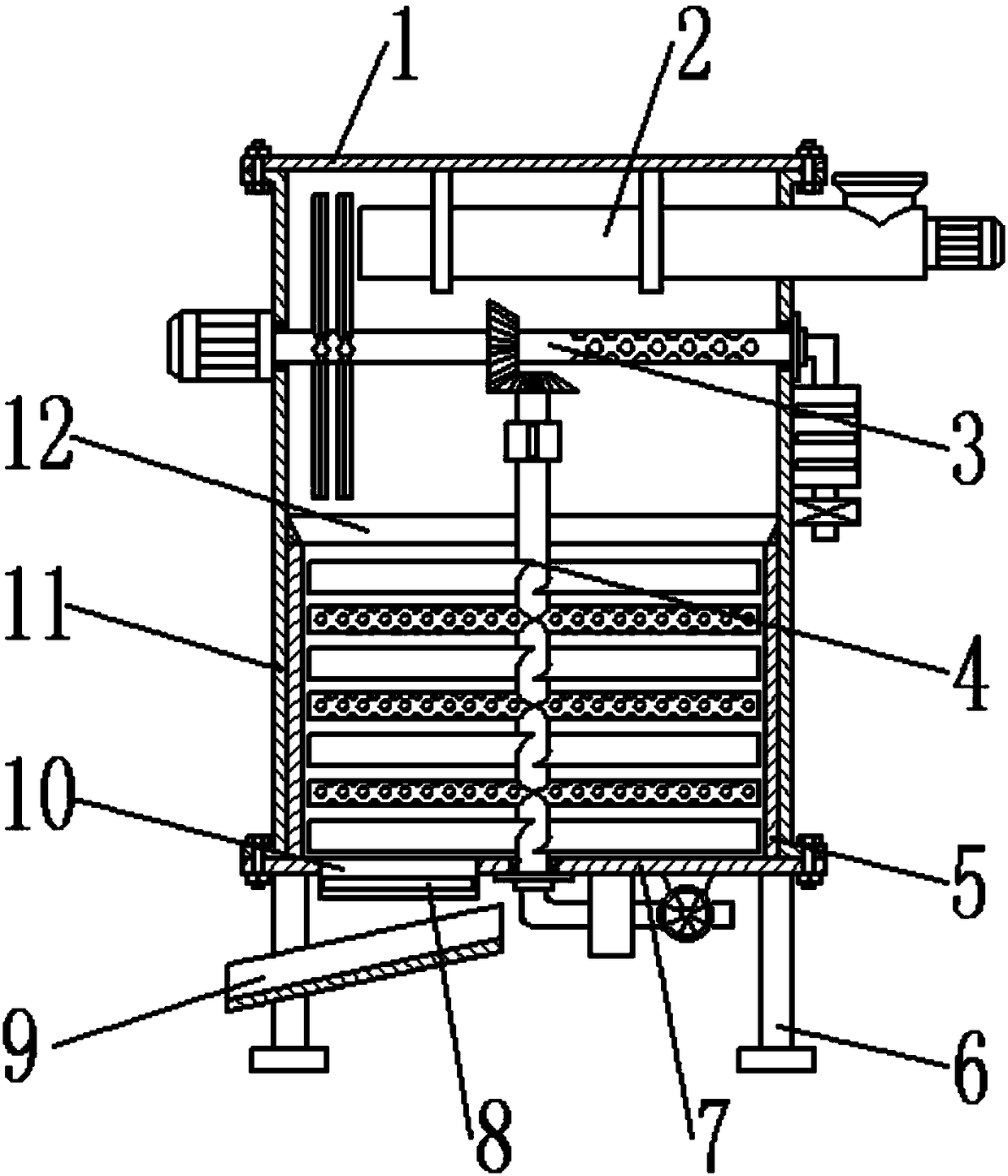 Feed crushing and drying device for animal husbandry breeding