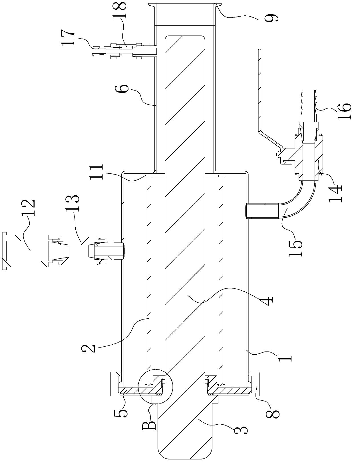 Heating and filtering integrated device for water cooling system