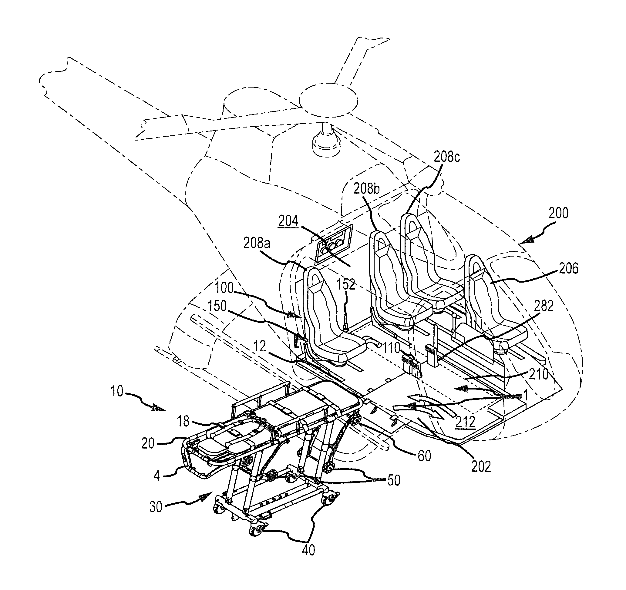 Roll-on, foldable litter and patient handling system for emergency transport vehicles