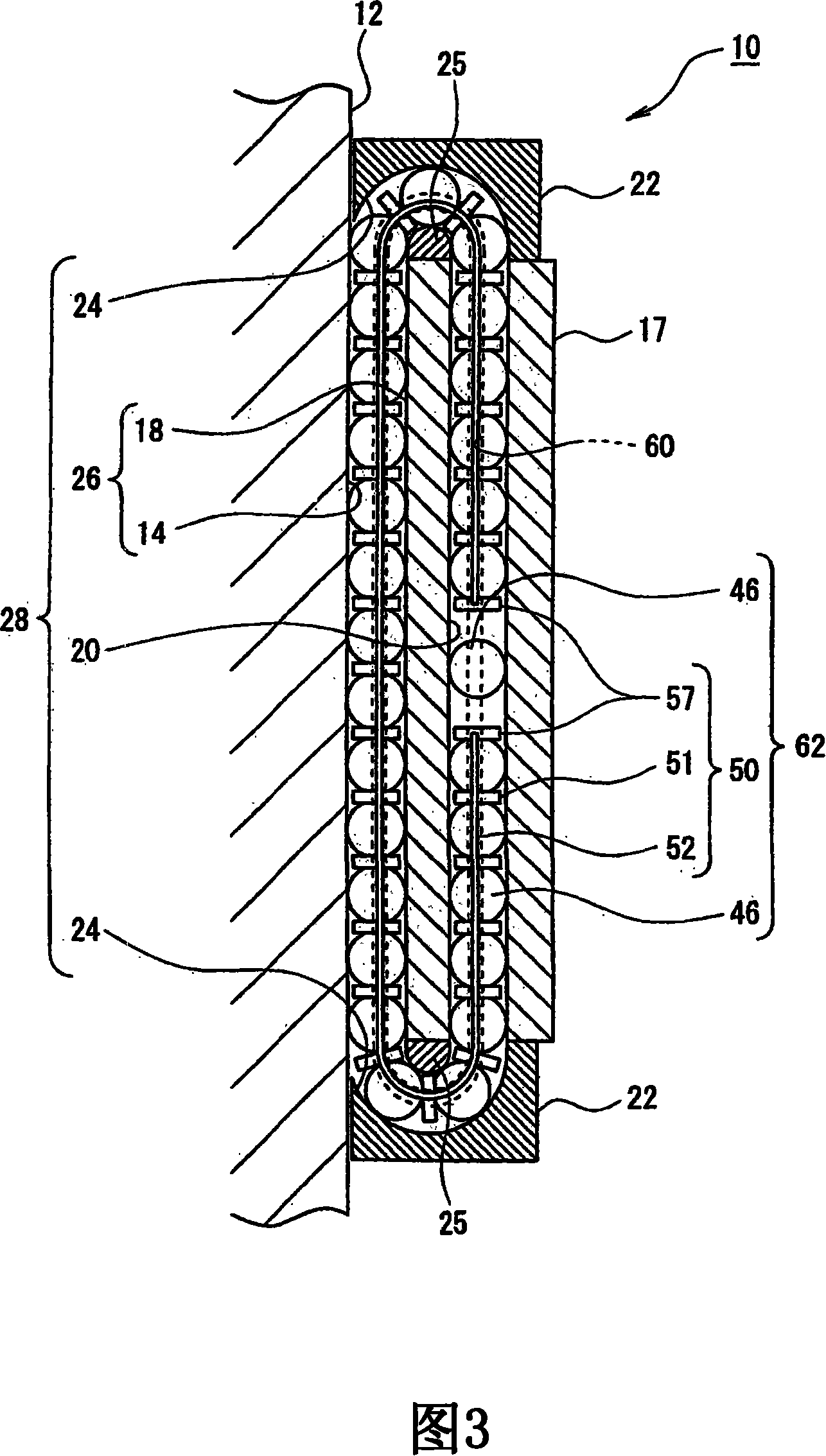 Rolling element accommodating belt, linear guide apparatus and metallic mold for manufacturing rolling element accommodating belt