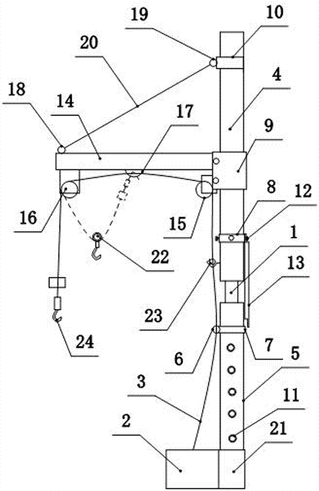 Electric hoisting bracket for vertical column type cable in cable tunnel