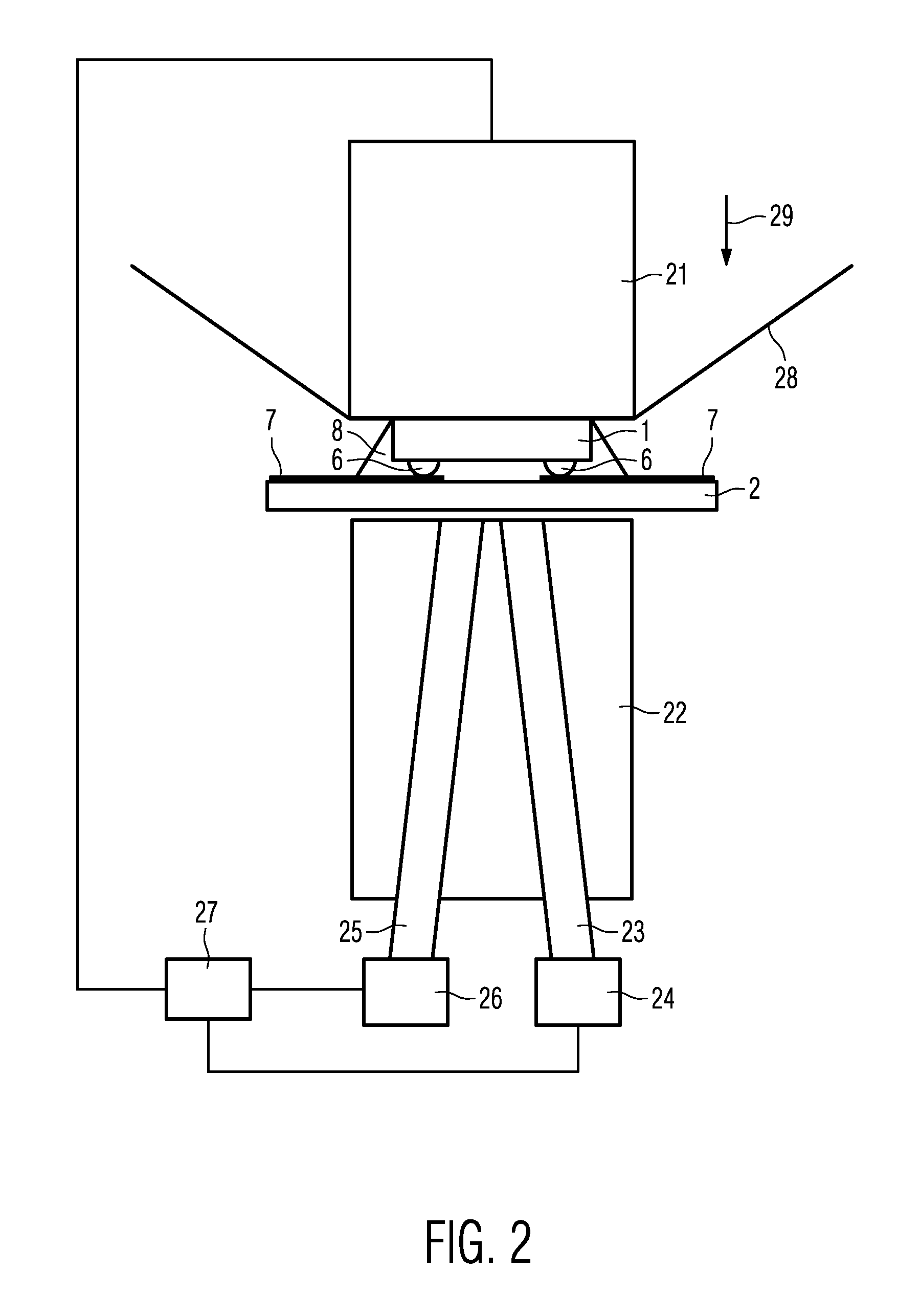 Method of and device for determining and controlling the distance between an integrated circuit and a substrate