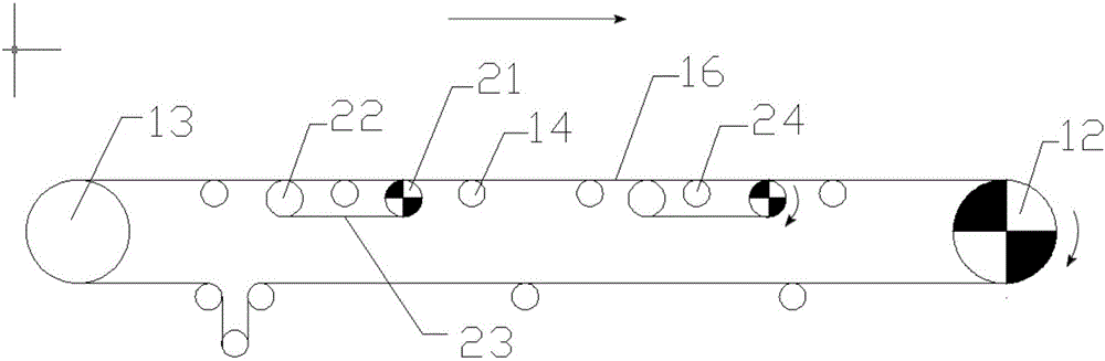 A kind of line friction U-shaped belt conveyor