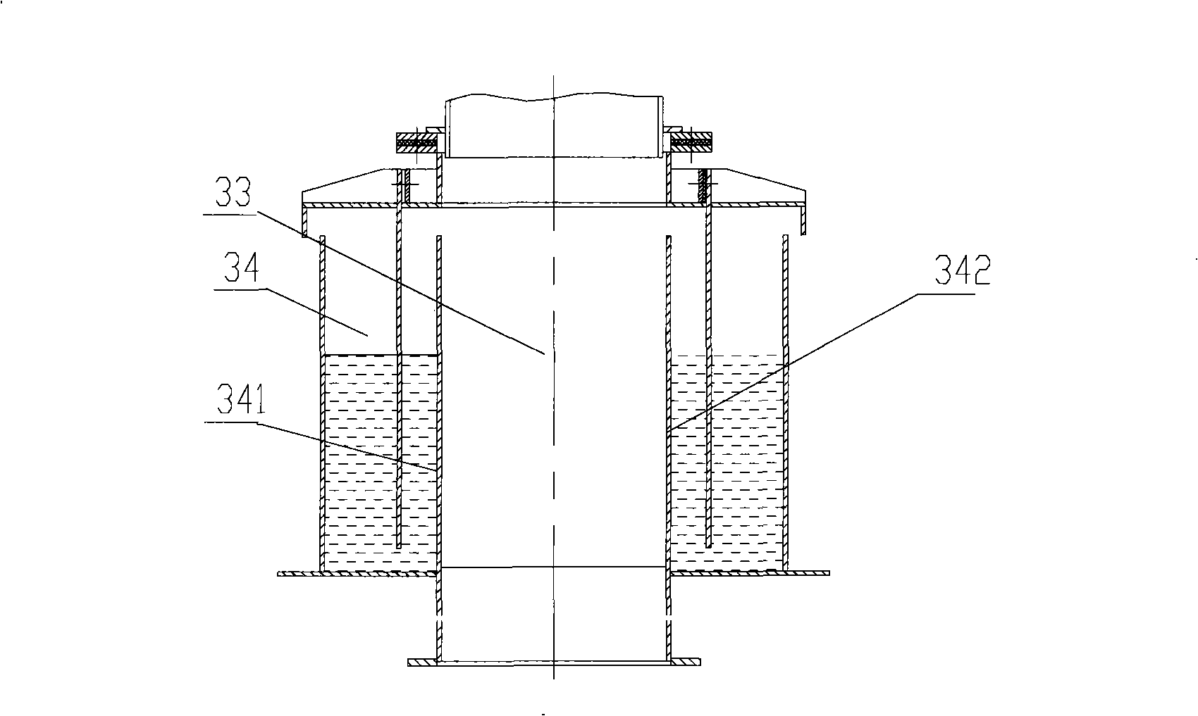 Air input system, annular air duct and annular fluid bath of circular cooler