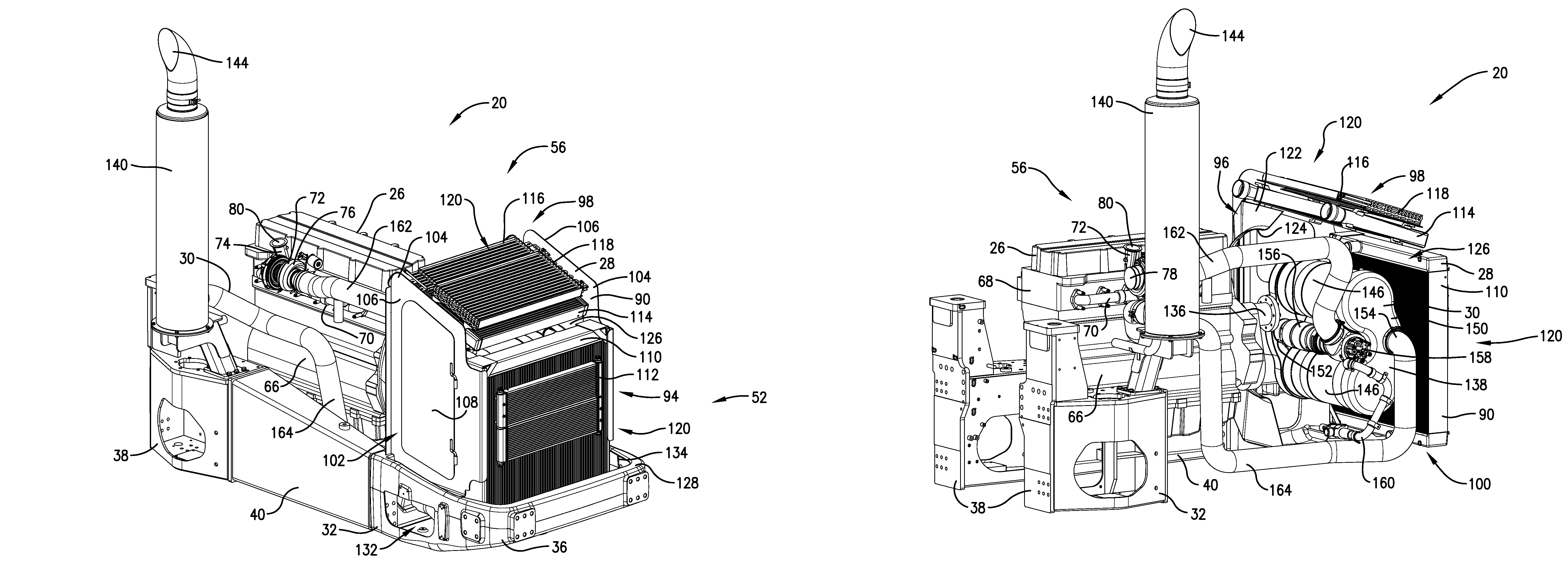 Agricultural vehicle emission aftertreatment device utilizing heat exchanger ventilation