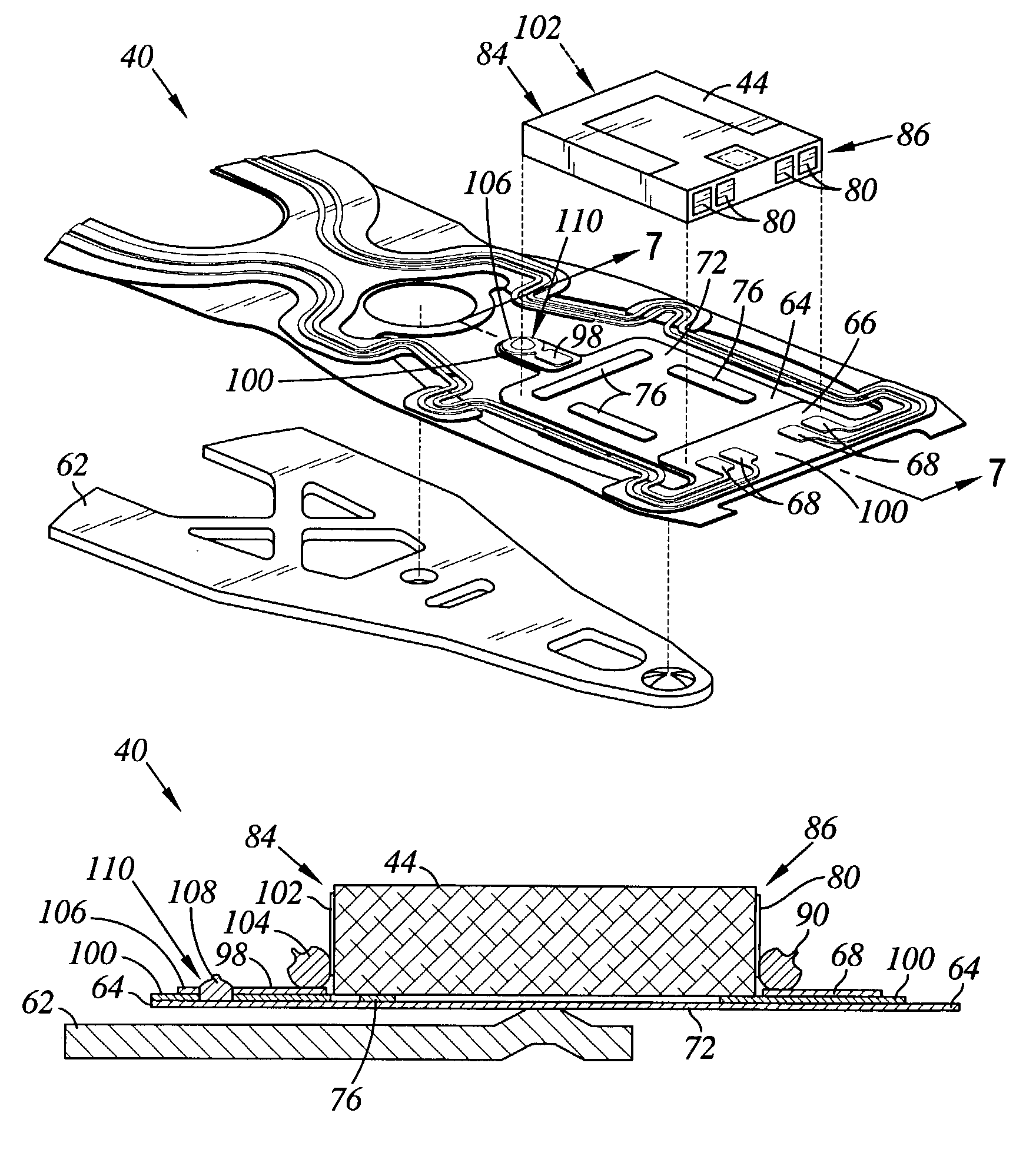 Head stack assembly including a ground conductive pad for grounding a slider to a gimbal