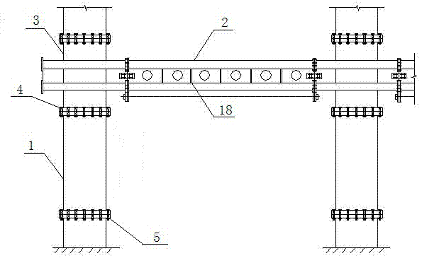 Frame composed of composite columns and composite beam and construction method of frame