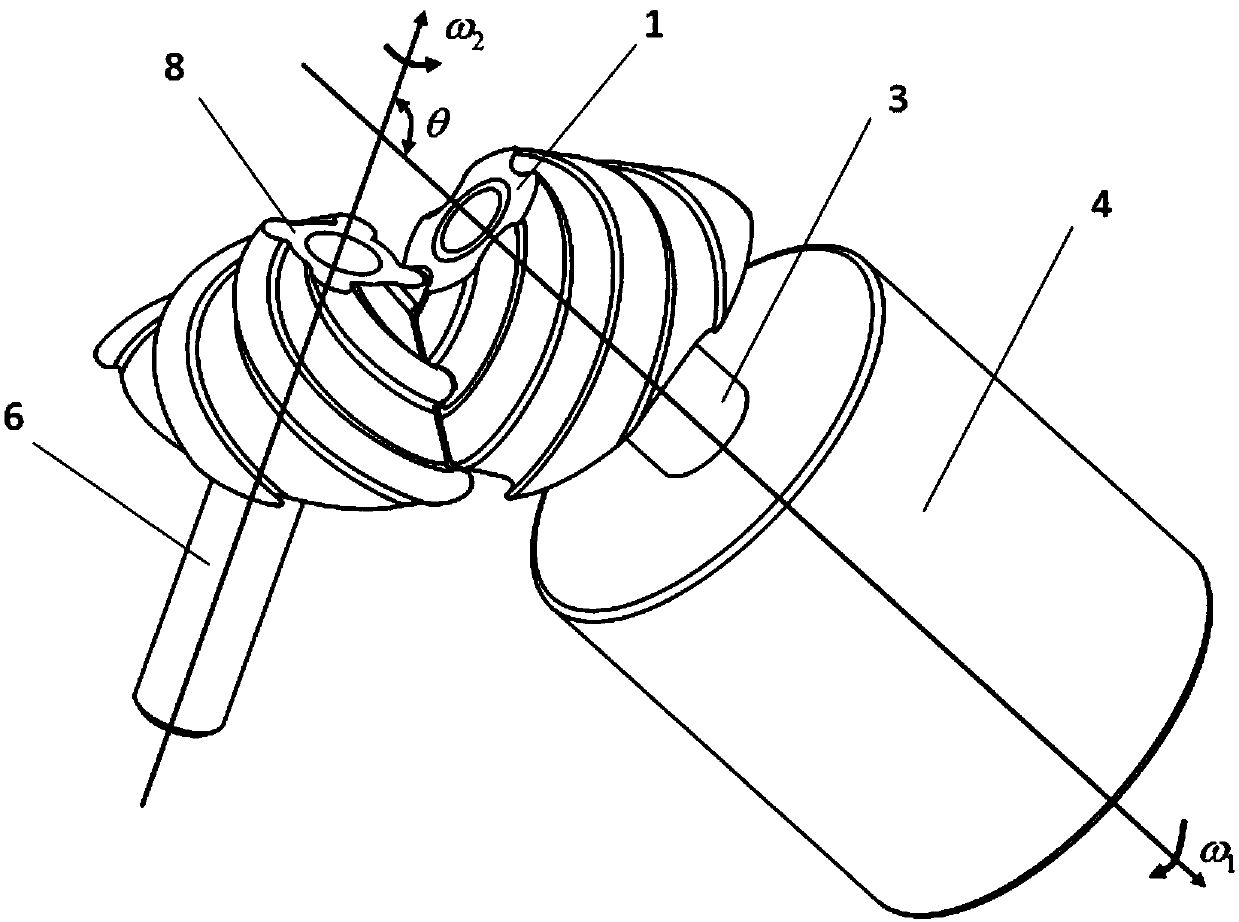 Concave-convex meshing pure rolling spiral bevel gear mechanism for cross shaft transmission