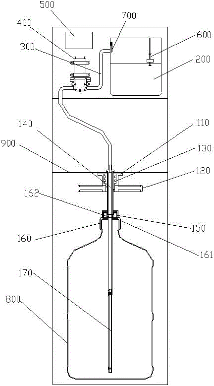 Water bottle connection device for bottom-mounted water dispenser and bottom-mounted water dispenser